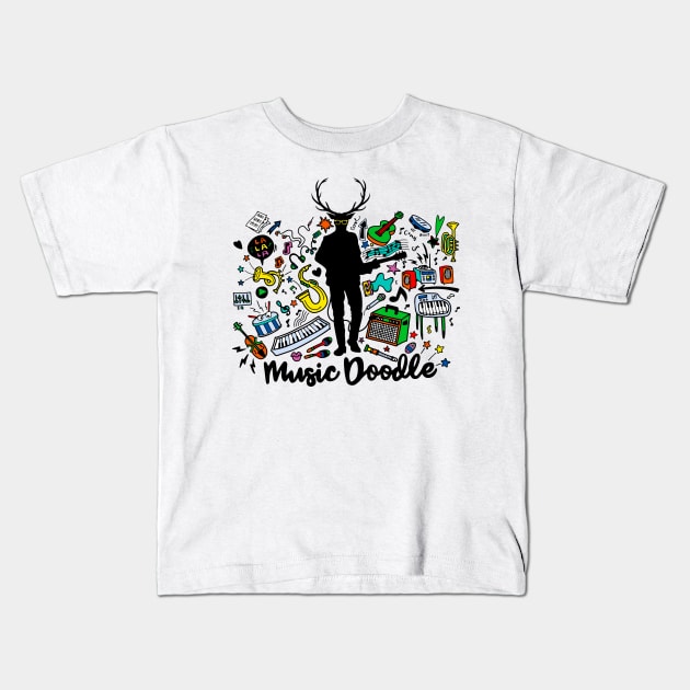 doodle music Kids T-Shirt by Mako Design 